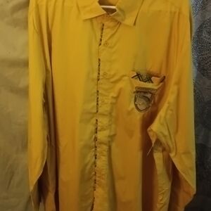 Universal Studios Harry Potter HUFFLEPUFF Men's Yellow Button Down Shirt XXLG